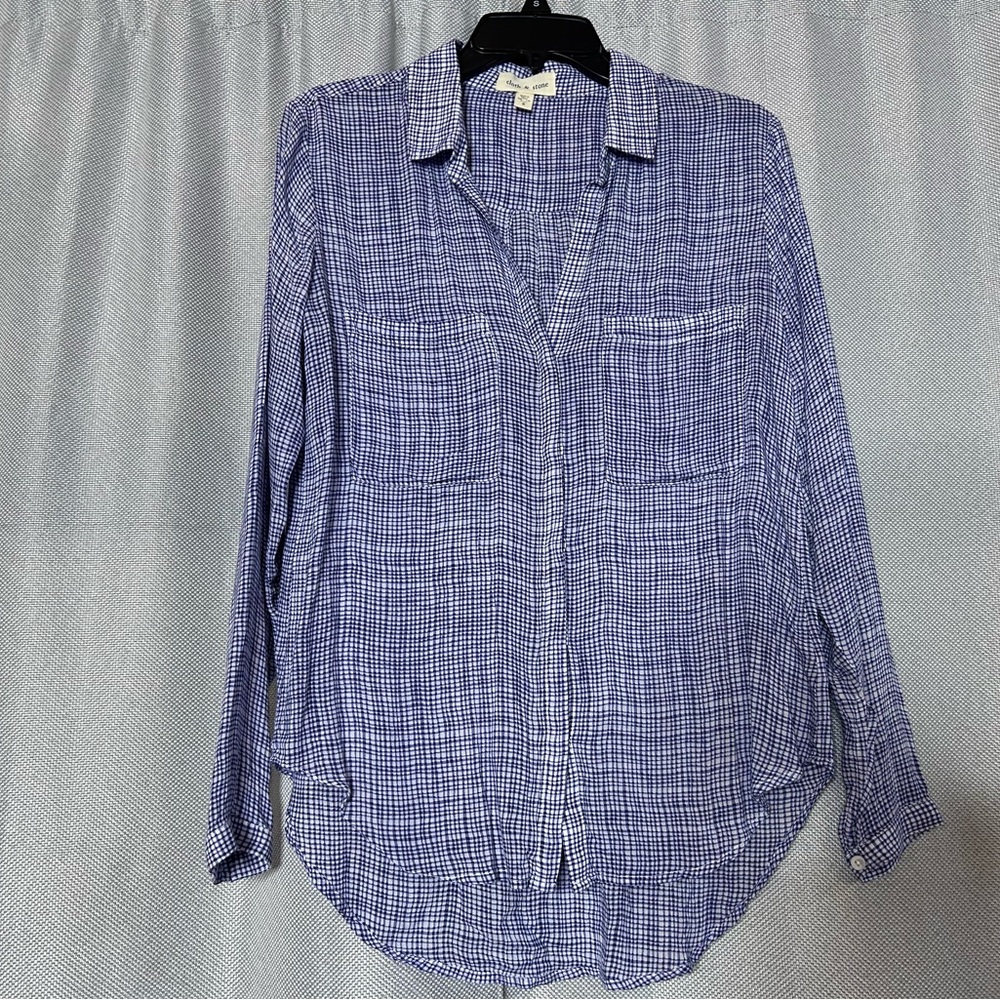 Cloth and Stone Blue Checkered Button-Up Shirt